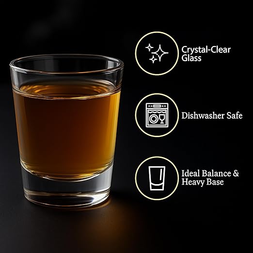 QUAFFER Mini Shot Glass (Set of 12) – Elegant Classic Shot Glasses 1 oz – Classic Whisky Vodka Tequila Sherry Brandy Cordial Mini Snifters Glasses - Perfect for Parties, Bars, Events, Home Bar