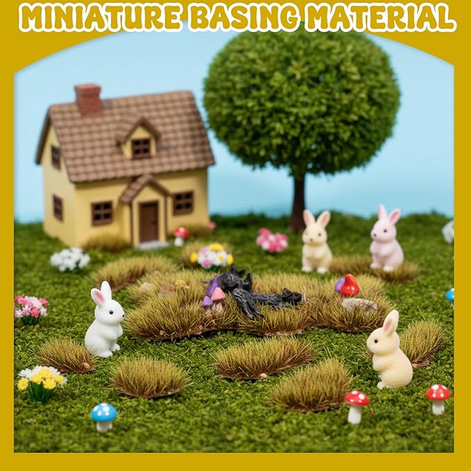 Warmtree 1 Box Static Grass Bushy Tufts Lowland Shrubs Scenery DIY Miniature 3D Tree Branches and Mushroom for Train Landscape Scenery Military Layout Model War Gaming Terrain (Autumn Yellow)