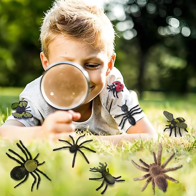 48PCS Mini Bug Toys Fake Plastic Bugs and Insects for Kids Toddler Halloween Birthday Party Favors Easter Valentines Basket Stuffers Goodie Bag Fillers April Fool's Day Prank Gifts