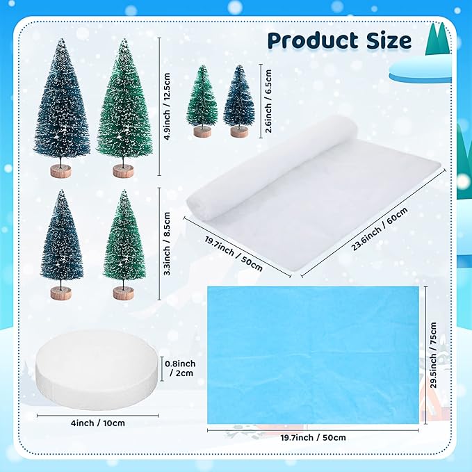 19 Pcs Arctic Animals Figurines Set, Arctic Animals Habitat Diorama, Polar Animal Figurine Polar Bear Penguin Figurines Toys Model Pine Trees Artic Diorama Supplies for DIY Crafts Gifts School Project