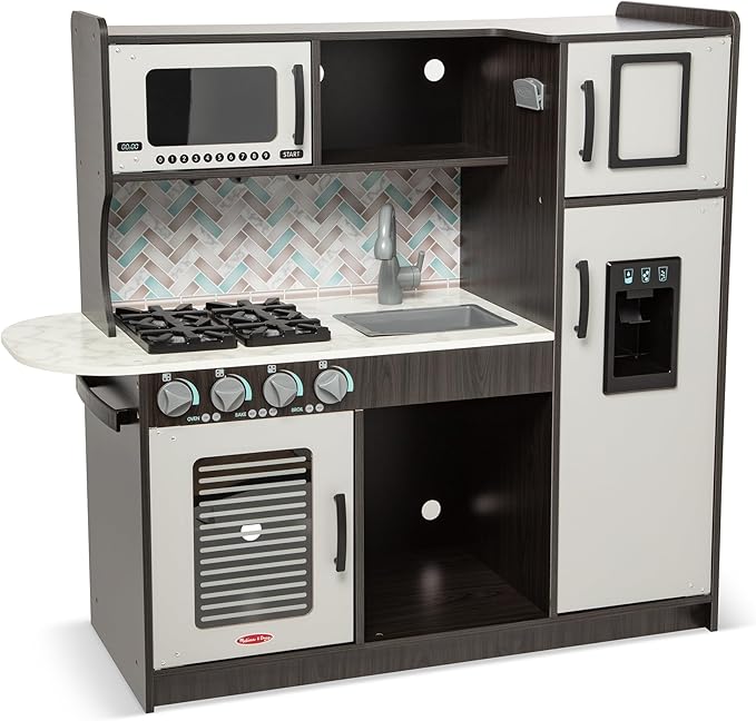 Melissa & Doug Wooden Chef's Kitchen Set for Kids with Play Kitchen Accessories & “Ice” Cube Dispenser, Preschool Learning Toys for Girls & Boys 3+ - FSC Certified