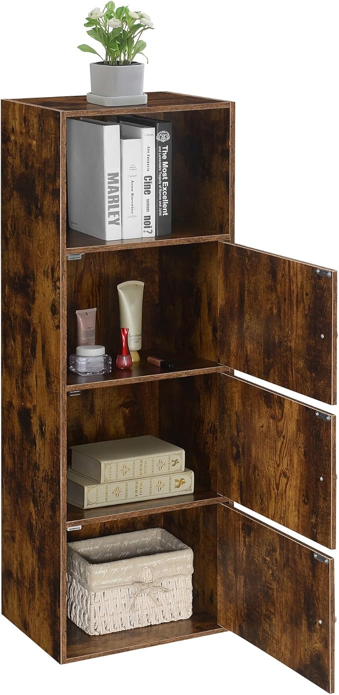 Convenience Concepts Xtra Storage Three-Door Cabinet with Shelf in Walnut Wood Finish