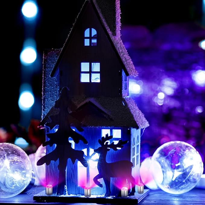10pcs Miniature LED Spot Lights for Craft, Battery Operated Small LED Light with Battery for Dollhouse Mini Paper Lanterns Party Micro Spotlights Decorations Doll House DIY Projects (Pink)