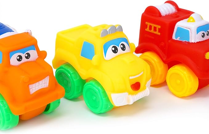 Big Mo's Toys Baby Cars - Soft Rubber Toy Car Set Small Vehicles for Babies and Toddlers - 12 Pieces