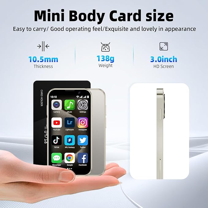 QHO Mini phone Unlocked Mini Smartphone for kids World's Smallest Cell Phone 3.0" HD Touch Screen Quad Core Dual Sim Card Face ID Android Compact Small Mobile Phones for Student Pocket 2GB+16GB (Gold)