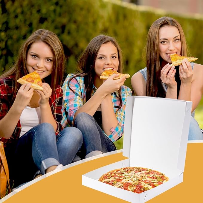 Huoshange Thin Pizza Box-10x10x1.9 Inch 20 Pack Disposable Small Pizza Boxes,White Pizza Boxes for Cookie,Pies, Party Favors and Crafts