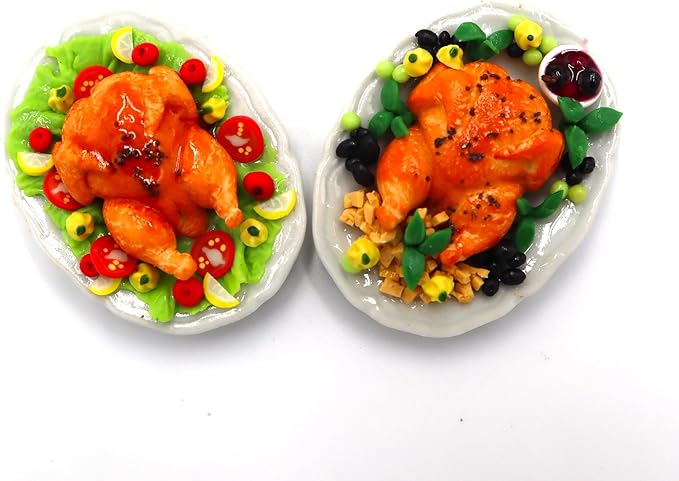 Dollhouse Food Set 2 Roasted Turkey Dollhouse Miniature Food,Tiny Food, Doll Collectibles,Doll Food, Miniature Food Toys Real for Dollhouse Kits