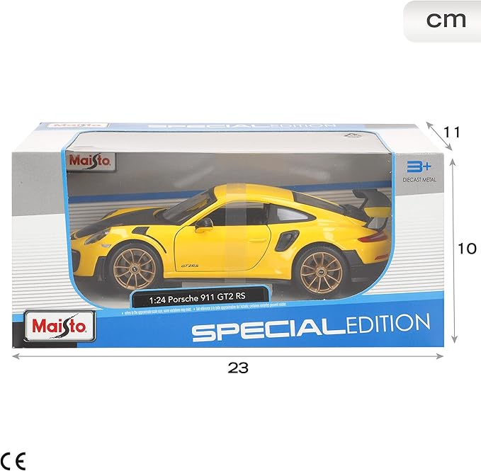 Maisto 1:24 Scale Special Edition 2018 Porsche 911 GT2 RS Diecast Vehicle - Yellow/Black