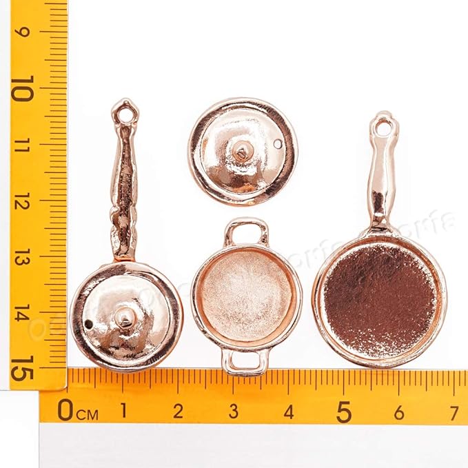 Odoria 1/12 Miniature Pots and Pans Dollhouse Cookware Accessories, Copper