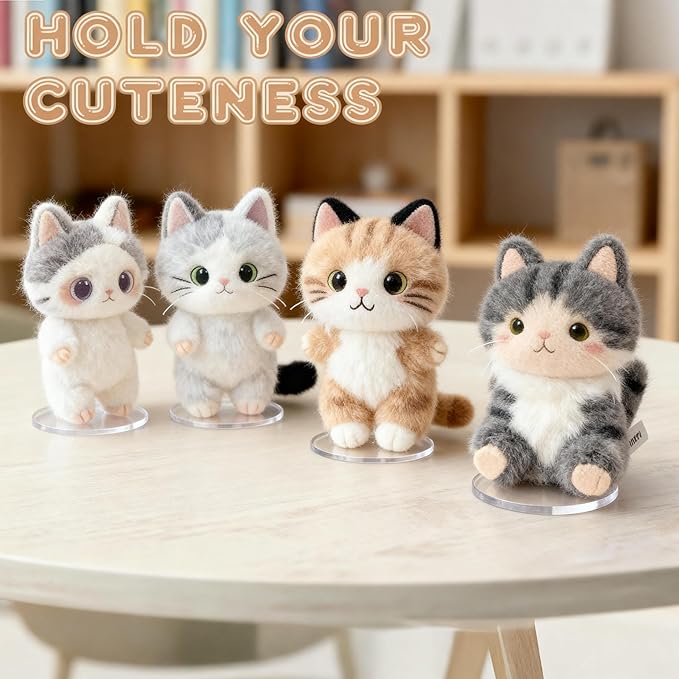 MDOWOK Adjustable Doll Stand for Sitting & Standing Positions - Premium Acrylic Base Display Holder for 3-7" Figures (White 4 Set)