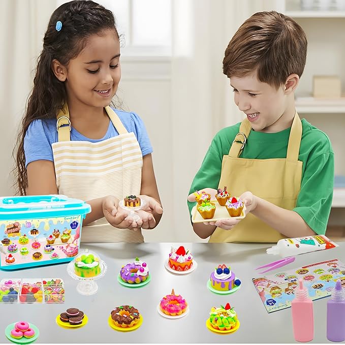 14 Pieces Miniature Desserts,Making Mini Food Set Toys,Kitchen Pretend Food DIY Mini Craft Kits for Kids Age 8-13 Girls Gift for Christmas, Birthday,Play Food, NOT Edible