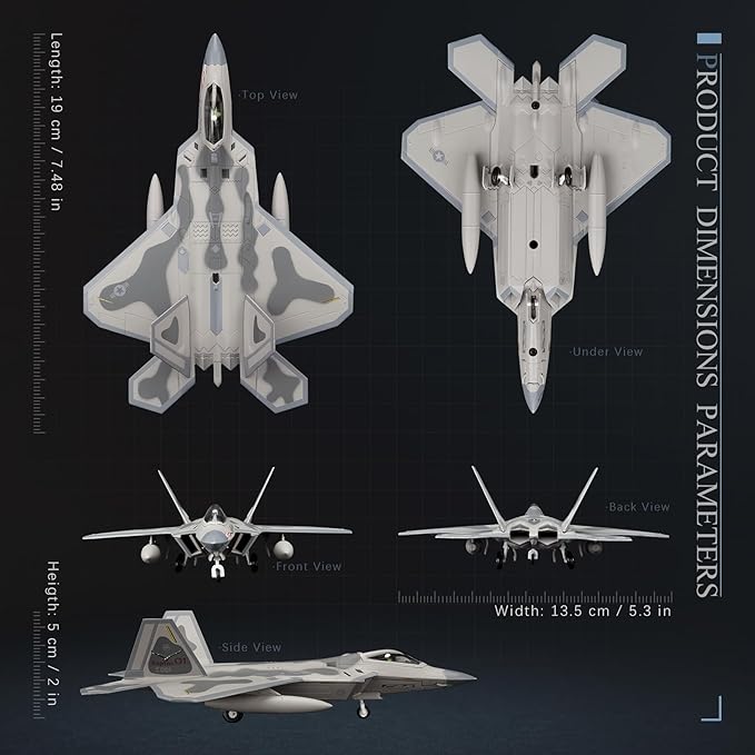HANGHANG 1/100 Military Model Plane F-22 Raptor 01 Alloy Fighter Plane Model,Model Airplane for Collection and Gift