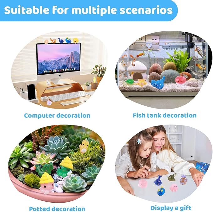 50pcs Mini Ocean Resin Animals Tiny Sea Animals Figurines Marine Miniature Plastic Animals Aquarium Ornaments Decorations for DIY Fish Tank Potted Micro Fairy Garden Dollhouse