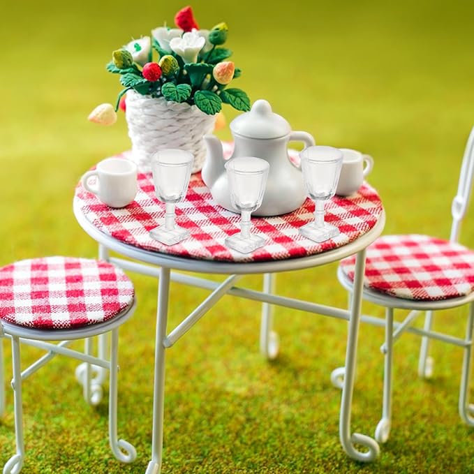 LOGOFUN 40 Pcs Dollhouse Miniature Wine Glasses 1:12 Scale Drink Cups Square Bottom Glasses Kitchen Accessories Decorations