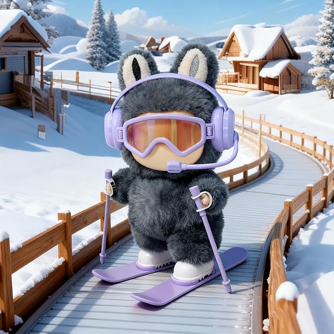 2026 New 8-Piece Ski & Snowboard Set for 17cm Dolls - Goggles, Headset, Ski Poles, Boots & Snowboards, Vinyl Figure Sports Adventure Collection (Doll is NOT Included) (Purple)