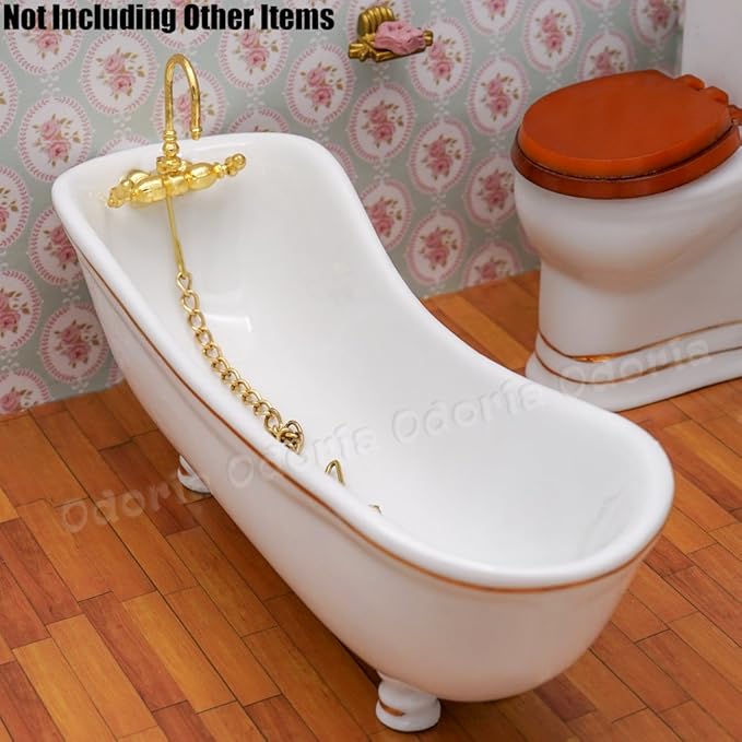 Odoria 1/12 Miniature Bathtub Bathroom Set Dollhouse Decoration Accessories