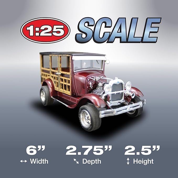 Round 2 AMT 1929 Ford Woody Pickup 1:25 Scale Model Kit, Clear,White