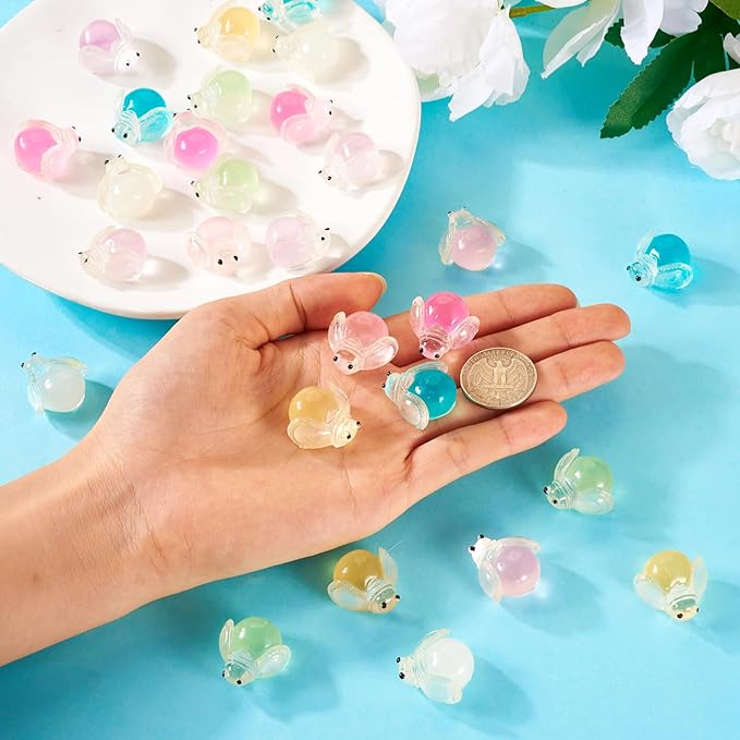 Beadthoven Luminous Mini Resin Glowworm, Glow in The Dark Glowworm Insect Figurine Multicolor Cute Animals Cabochons Ornaments for Dollhouse Fairy Garden Accessories Phone Case Home Decoration