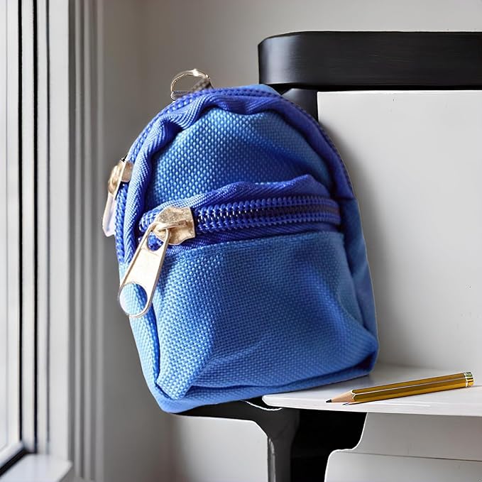 Blue Mini Doll Backpack School Bag Model Dollhouse School Accessory for 1/6 Scale Décor,Simulation Mini School Bag Model, for Doll House Furniture Decor Dollhouse Accessories ﻿