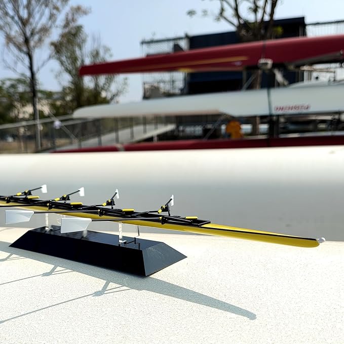 Little Yellow Boat Rowing 8+ Scale Model 1:50 - Alloy Collectible, Realistic Simulation for Home Office Decor, for Rowing Enthusiasts, Club & Regatta Souvenir