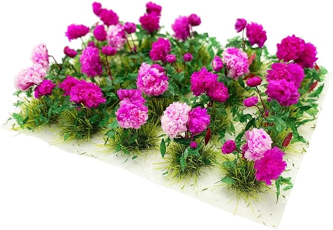 20Pcs Miniature Flower Cluster Grass Flower Tufts for Mini Dollhouse Fairy Garden Railway Simulated Static Scenery Micro Landscape Model (Rose)