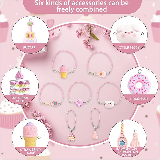 VPDSLABUBU Accessories for 3.94-6.7inche(10-17cm) Dolls, There are 8 Miniature Accessories, Including a Badminton Racket, Donuts, Cake, Guitar, Pig-Head Bag, ice Cream, and a Bell,Meet Your DIY Needs