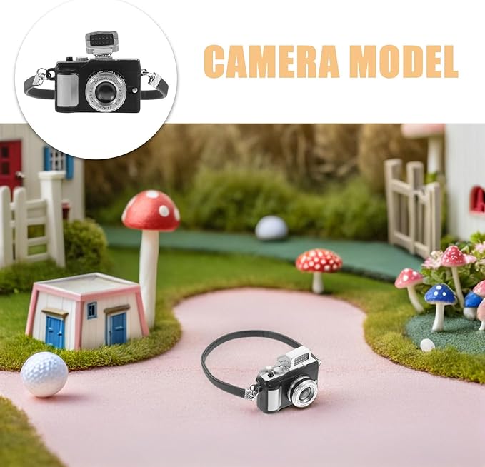 HEANUJJ 5pcs Miniature Dollhouse Camera Prop - Vintage Style Camera Model for Diorama DIY Microlandscape Home Decor Photography Props - Dollhouse Accessories