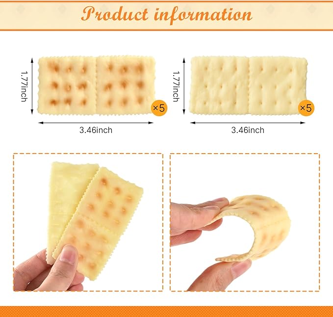 10 Pcs Fake Cookies, 1:1 Scale Artificial Soda Cracker Models Baked Biscuits Simulation Realistic Crackers Dessert for Home Kitchen Shop Display Photography Props