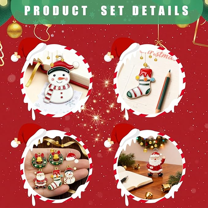VPDSLABUBU Accessories for 3.9-6.7In(10-17cm) Dolls,8 Pcs Accessories,Including 1 Pearl Necklace,5 Christmas Collection Pendants,and 2 Spring Clips,Meet Your DIY Needs(Christmas)