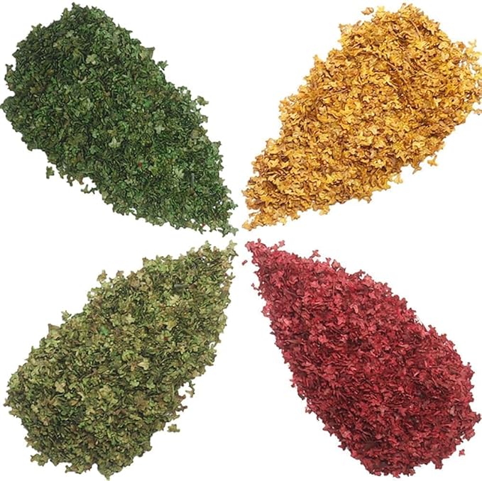 Warmtree 4 Pack Miniature Leave Realistic Miniature Leaves Simulation Leaves for DIY Model Railway Fairy Garden Diorama Supplies Village Accessories