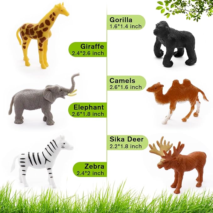 12 pcs Realistic Wild Jungle Animals Figurines Toys,Plastic African Jungle Animals Playset for Kids:Lion,Elephant,Giraffe-Ages 3, Gift for Christmas
