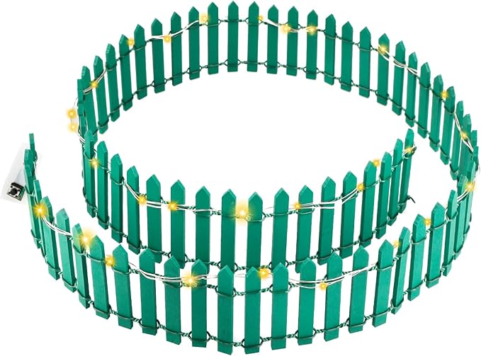 Mini Fairy Garden Fence, 35.5x2 Inch Cuttable Small Wood Picket Fence, DIY Miniature Accessories Decoration for Dollhouse, Crafts, Vegetable Platter, Cake(Dark Green)