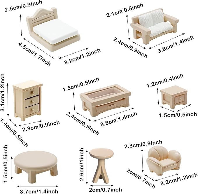 Cayway 16 PCS Fairy Garden Accessories Mini Chairs and Tables, Mini Furniture Accessories for Micro Landscape Decoration
