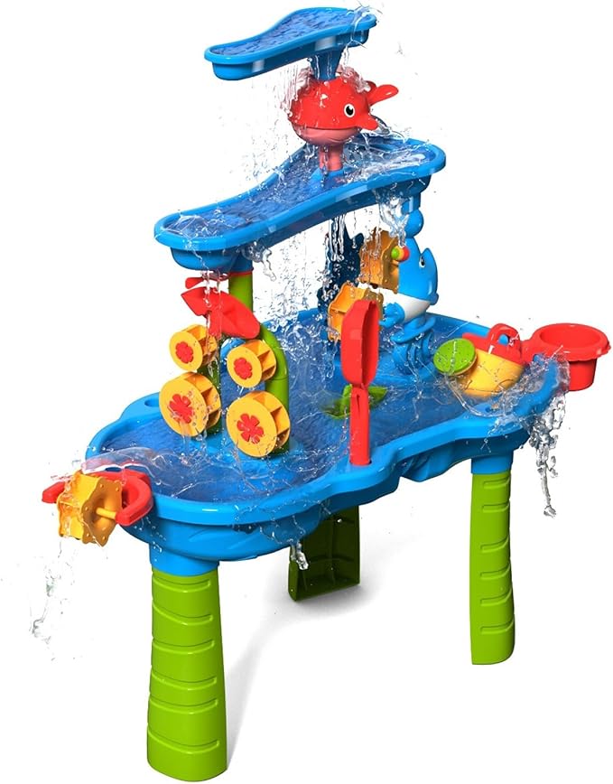 CozyBomB™ Water Table for Toddlers 3-5 | Outdoor Toys Water Play Table, Magnetic Fishing Toy Game, Summer Splash Pond Showers Sand Activity, Sensory Party Birthday Gift Kids Ages 4-8 9-12 (3-Tiers)