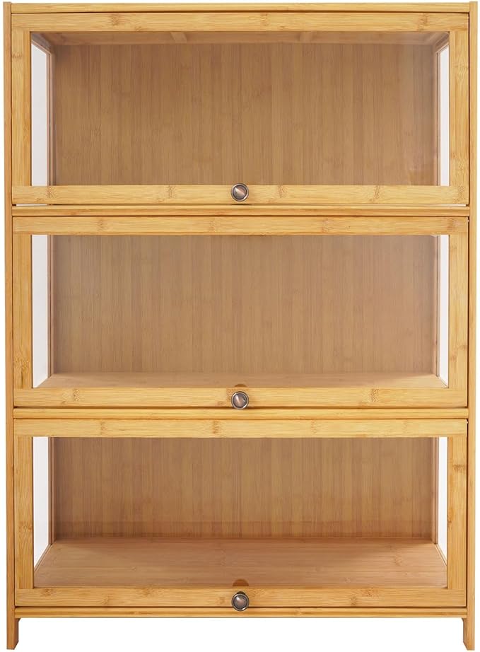 Display Cabinet, Display Case Mode Toys Shelf with 15kg/33lbs Load,Freestanding Large Capacity Storage Cabinet for Display Crafts, Action Toys, Books, DVD/CD Collections, Documents 31.5*12.6*41.7in