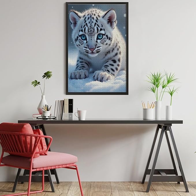 Jigsaw Puzzles for Adults 1000 Piece - Cute Snow Leopard Wooden Puzzle,Stress Relief Games,Funny Puzzles，Unique Gifts for Wall Art，Family Puzzle，Educational Games，Challenge Puzzles