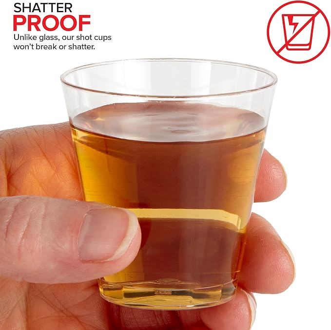 Stock Your Home 2 oz Shot Glasses - 500 Mini Plastic Shot Glasses (2oz) Clear Disposable Cups for Jello Shots, Wine Tasting, Liquor, Whiskey, Pudding, Sample Cup for Halloween and Elegant Parties