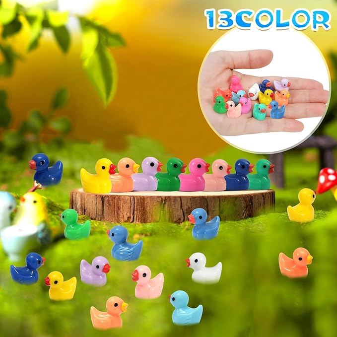 260Pcs Mini Resin Ducks,Miniature Figures Fairy Garden Duck,Tiny Resin Duck for Home Hide Prank Game Dollhouse Decor Aquarium Potted Miniature Landscape Ornament