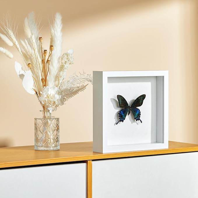 11x11 Shadow Box Picture Frame Display Case with Soft Linen Back-Thickened Panel,Large White Deep Shadow Box Frame 11x11 for Graduation Flower Medal Pet Photo Craft Memorial Gift