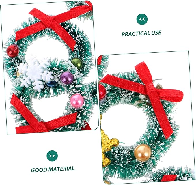 VOSAREA 6pcs Mini Christmas Wreaths Dollhouse Hanging Wreaths Decor for Bedroom Party and Festive Scenes for Miniature Crafting