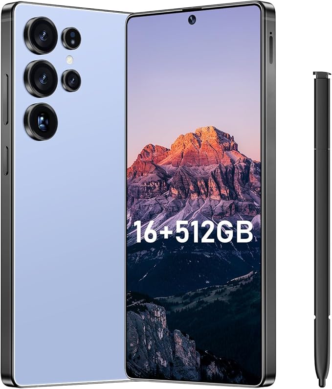 Bnjbmj I25 Ultra Flagship Killer Smartphone - Snapdragon 8 Gen 3, 16GB+512GB, Massive 6.99" FHD+ Display, 108MP+68MP Pro Cam, 7000mAh 2-Day Battery, Android 14, Includes Stylus Pen (Titanium Blue)