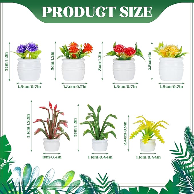 14 Pcs Miniature Dollhouse Plants Accessories for Doll House Tiny Fake Greenery Bonsai Ornament Crafts, Mini Artificial Plants, Dollhouse Plant for Doll House Decoration and DIY