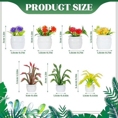 14 Pcs Miniature Dollhouse Plants Accessories for Doll House Tiny Fake Greenery Bonsai Ornament Crafts, Mini Artificial Plants, Dollhouse Plant for Doll House Decoration and DIY