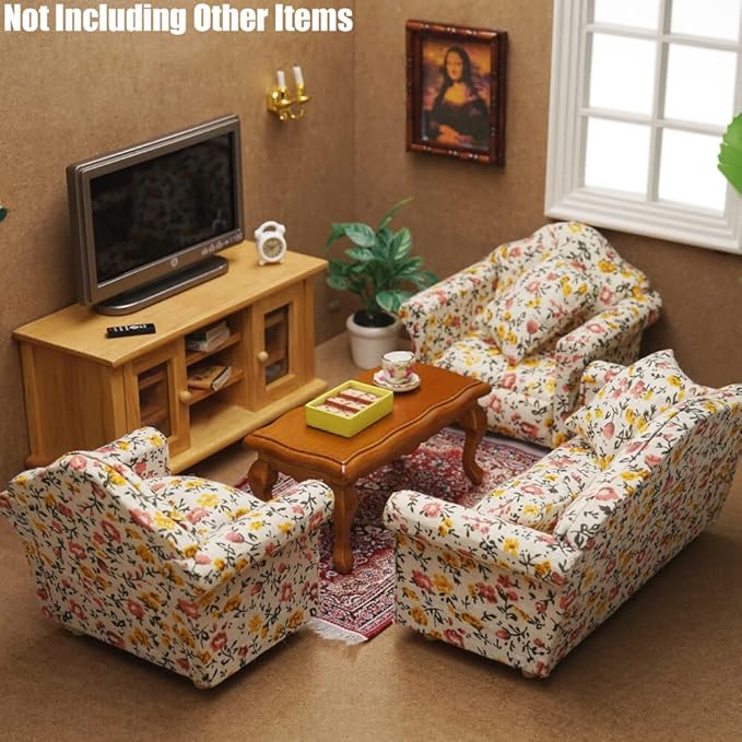 Odoria 1/12 Miniature Couch Sofa Dollhouse Furniture Accessories, Floral Pattern