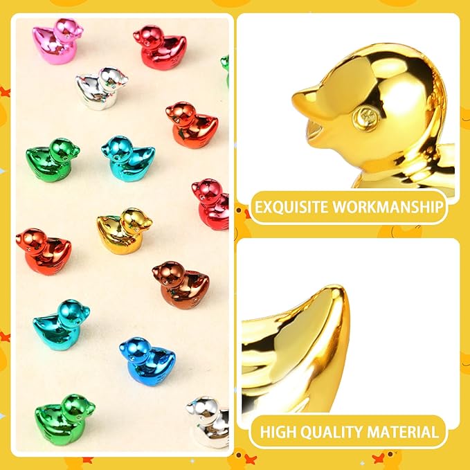 Yaocom 100 Pcs 10 Metallic Colors Mini Duck Statue Bulk Resin Duck Figurines Micro Garden Landscape Dollhouse Cake Decoration Potted Plants DIY Craft Charms for Party Christmas Thanksgiving Gift