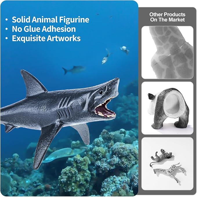 36PCS Sea Animal Toys with Shark, Whale, Octopus & Other Ocean Animal FigurinesToys for Kids, Ocean Theme Cake Toppers Party Favors Birthday Gift for Boys Girls