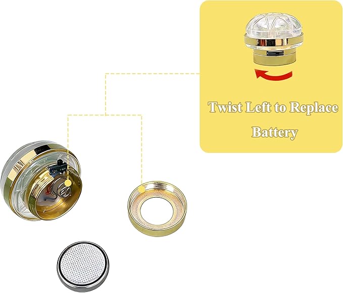 2 pcs 1:12 Scale Miniature Dollhouse Ceiling Lights, Mini Gold Led Battery Operated for Doll House Decoration Accessories