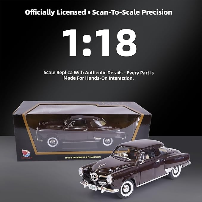 1950 Studebaker Champion 1/18 Scale Die-Cast Metal Model Premium Classic Vintage Alloy Collection Cars with Display Case, for Kids Men and Teens Dad 14+ Year