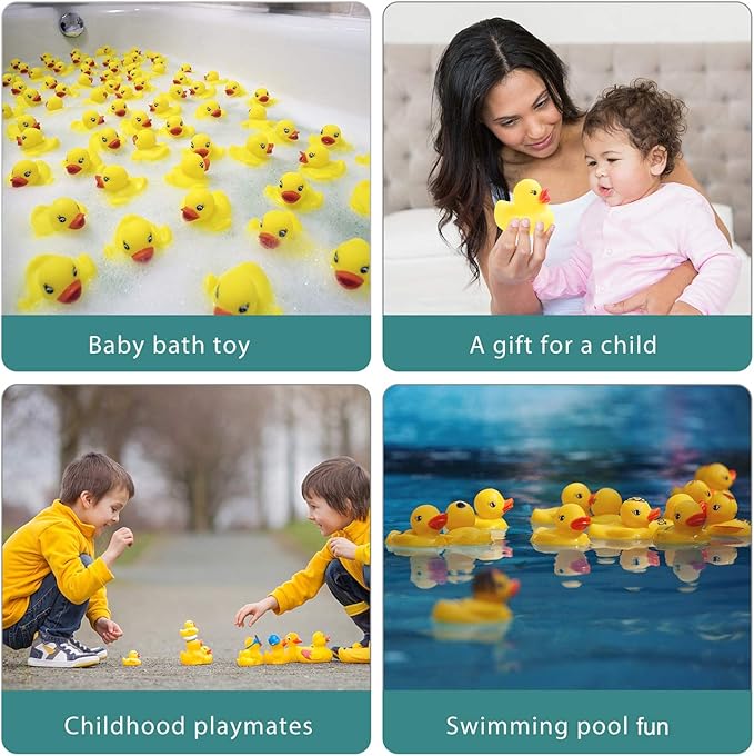 Rubber Ducks Bath Toys 50PCS Mini Ducks Bulk for Kids Baby Shower Decorations Birthday Party Favors Gift Classroom Summer Beach Pool Activity Carnival Game
