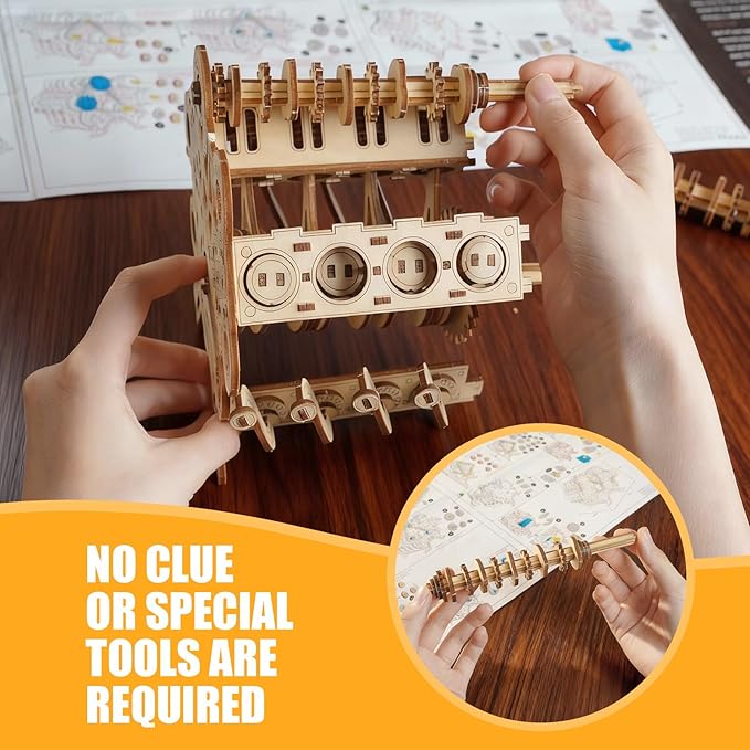 3D Puzzles for Adults - Wooden V8 Engine Model Kit, 3D Puzzle Model Engine Kit with Working Motor, DIY Kits Hobbies for Men for Men, Teen (591 Pcs)